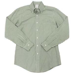 Men’s Brooks Brothers Regent Non-Iron Green Checked Button Down Shirt 14 1/2 -33